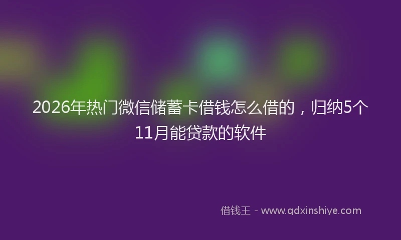 2026年热门微信储蓄卡借钱怎么借的，归纳5个11月能贷款的软件