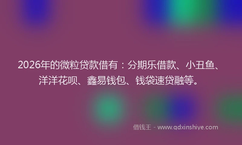 2026年的微粒贷款借有：分期乐借款、小丑鱼、洋洋花呗、鑫易钱包、钱袋速贷融等。