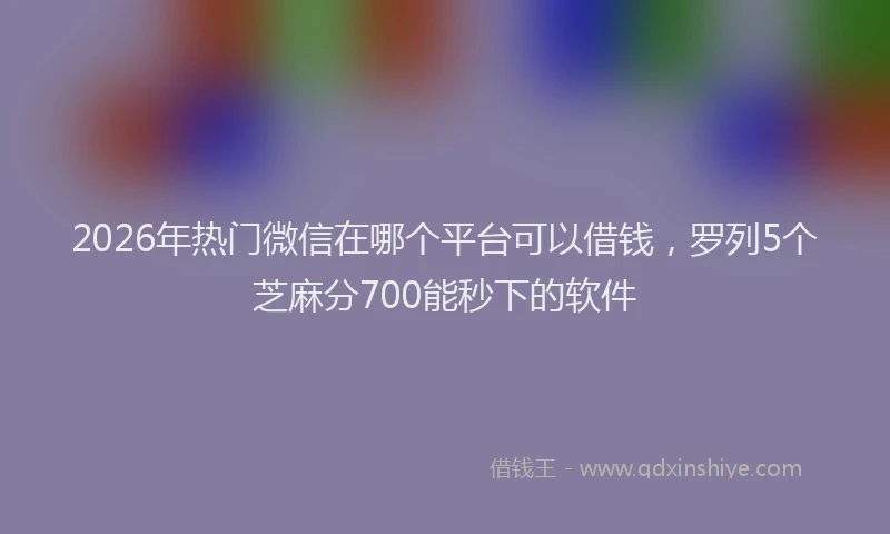 2026年热门微信在哪个平台可以借钱，罗列5个芝麻分700能秒下的软件