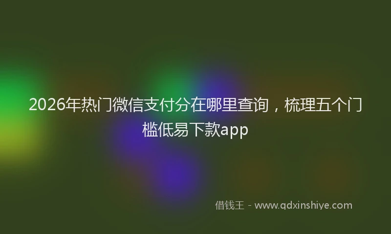 2026年热门微信支付分在哪里查询,梳理五个门槛低易下款app