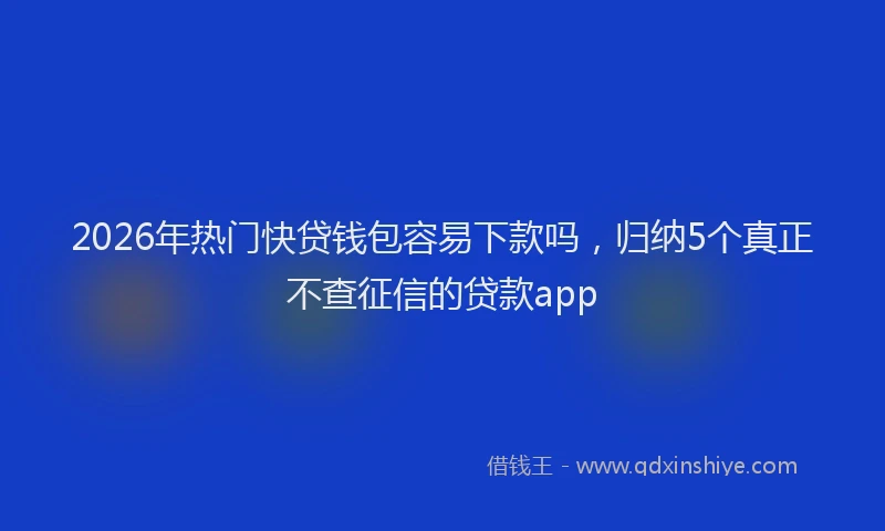 2026年热门快贷钱包容易下款吗,归纳5个真正不查征信的贷款app