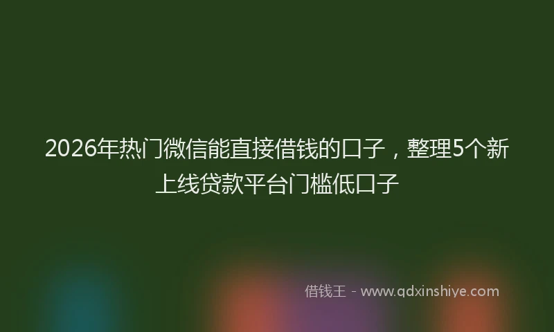 2026年热门微信能直接借钱的口子，整理5个新上线贷款平台门槛低口子