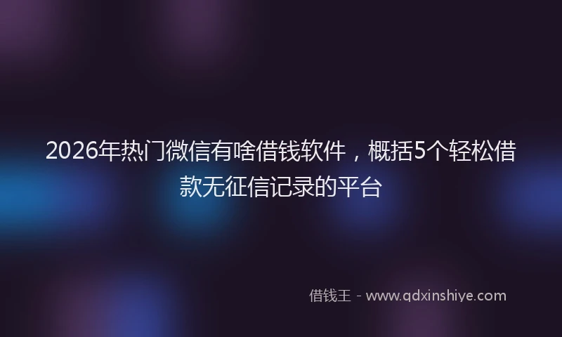 2026年热门微信有啥借钱软件，概括5个轻松借款无征信记录的平台