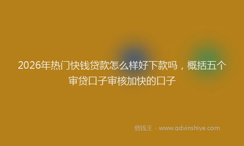 2026年热门快钱贷款怎么样好下款吗，概括五个审贷口子审核加快的口子