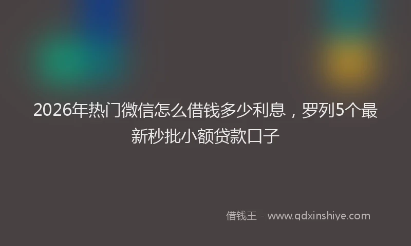 2026年热门微信怎么借钱多少利息，罗列5个最新秒批小额贷款口子