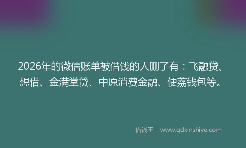 2026年的微信账单被借钱的人删了有:飞融贷、想借、金满堂贷、中原消费金融、便荔钱包等。