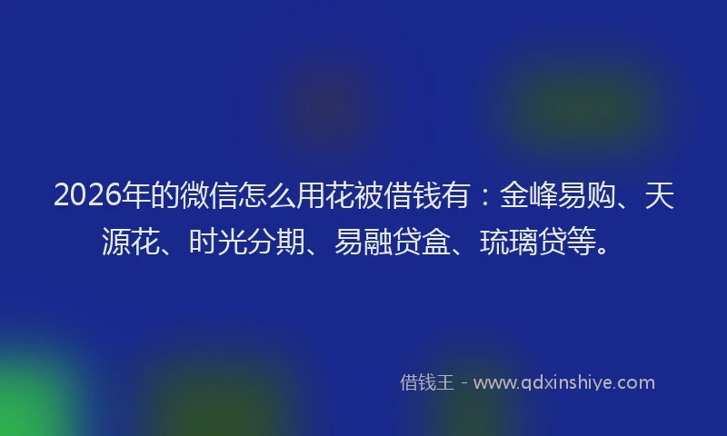 2026年的微信怎么用花被借钱有：金峰易购、天源花、时光分期、易融贷盒、琉璃贷等。