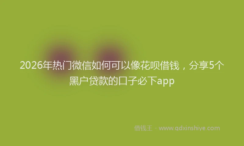 2026年热门微信如何可以像花呗借钱，分享5个黑户贷款的口子必下app