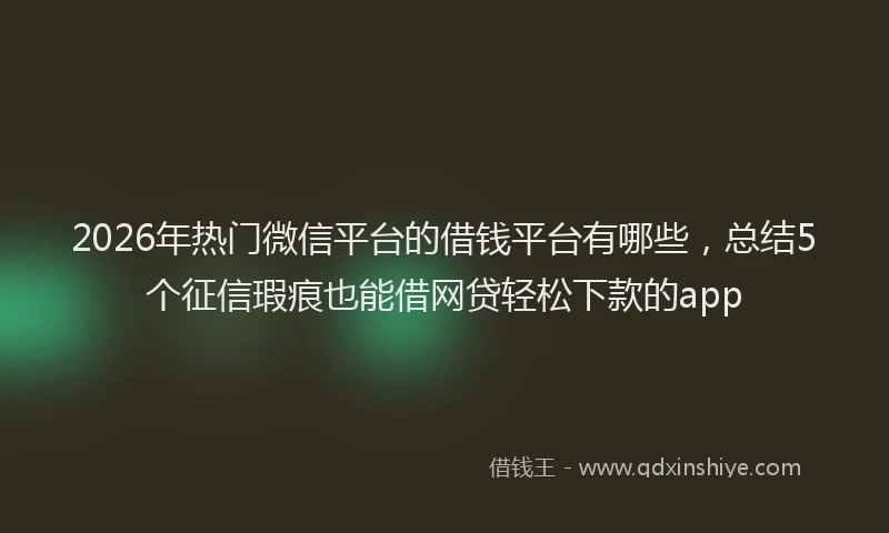 2026年热门微信平台的借钱平台有哪些，总结5个征信瑕疵也能借网贷轻松下款的app