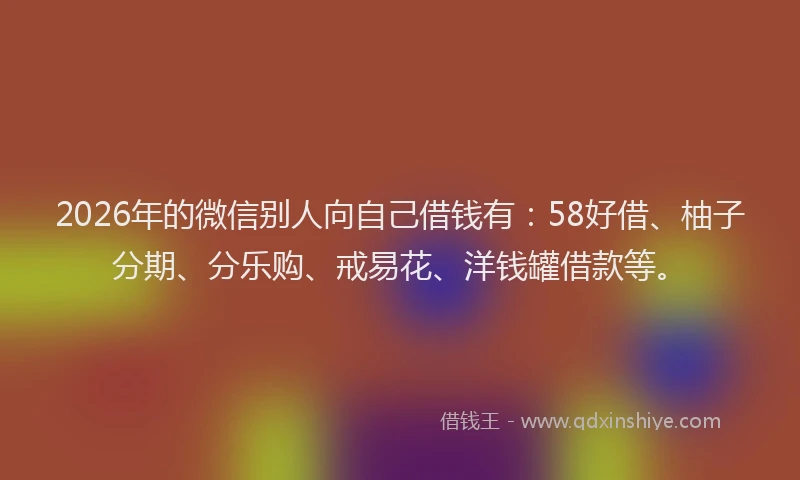 2026年的微信别人向自己借钱有：58好借、柚子分期、分乐购、戒易花、洋钱罐借款等。