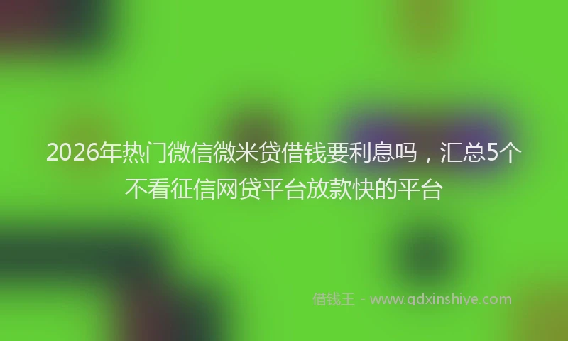 2026年热门微信微米贷借钱要利息吗，汇总5个不看征信网贷平台放款快的平台