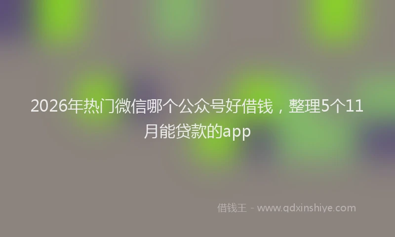 2026年热门微信哪个公众号好借钱，整理5个11月能贷款的app