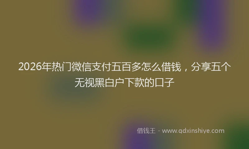 2026年热门微信支付五百多怎么借钱,分享五个无视黑白户下款的口子