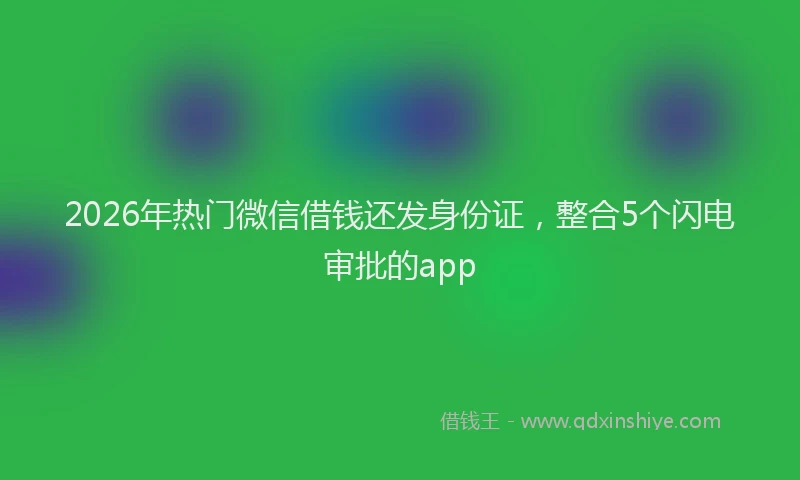 2026年热门微信借钱还发身份证，整合5个闪电审批的app