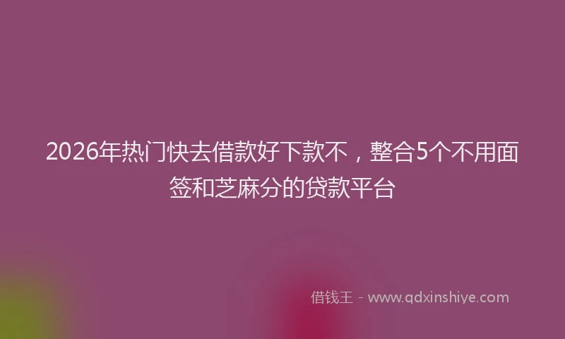 2026年热门快去借款好下款不，整合5个不用面签和芝麻分的贷款平台