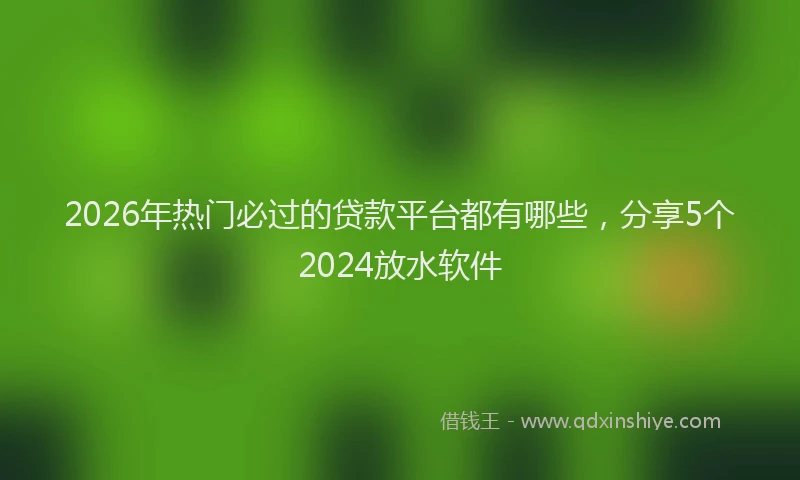 2026年热门必过的贷款平台都有哪些，分享5个2024放水软件