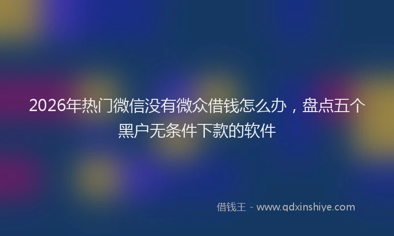 2026年热门微信没有微众借钱怎么办，盘点五个黑户无条件下款的软件