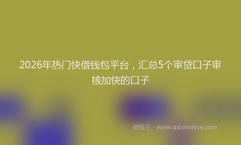 2026年热门快借钱包平台，汇总5个审贷口子审核加快的口子