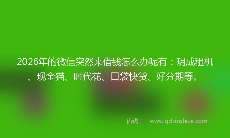 2026年的微信突然来借钱怎么办呢有：玥成租机、现金猫、时代花、口袋快贷、好分期等。