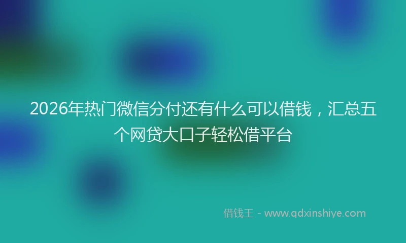 2026年热门微信分付还有什么可以借钱，汇总五个网贷大口子轻松借平台