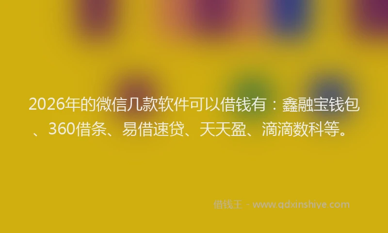 2026年的微信几款软件可以借钱有：鑫融宝钱包、360借条、易借速贷、天天盈、滴滴数科等。