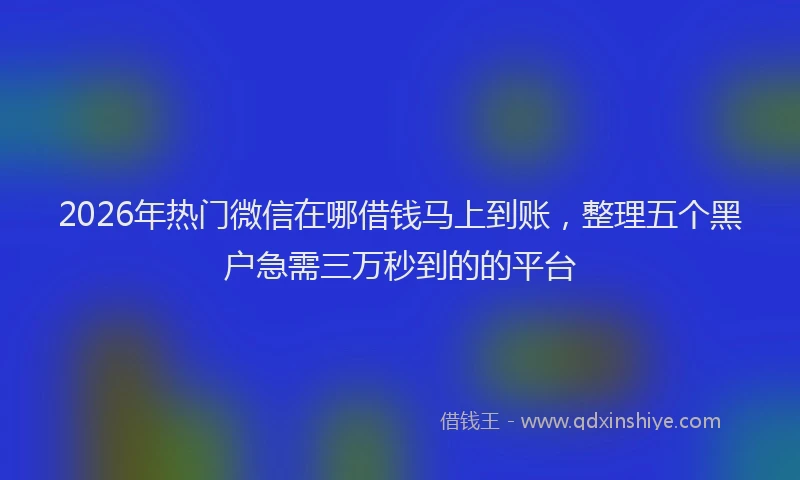 2026年热门微信在哪借钱马上到账，整理五个黑户急需三万秒到的的平台