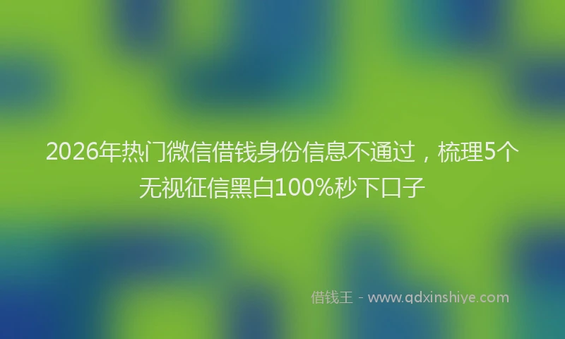 2026年热门微信借钱身份信息不通过，梳理5个无视征信黑白100%秒下口子