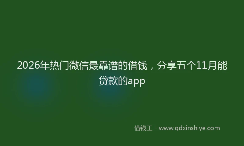 2026年热门微信最靠谱的借钱，分享五个11月能贷款的app