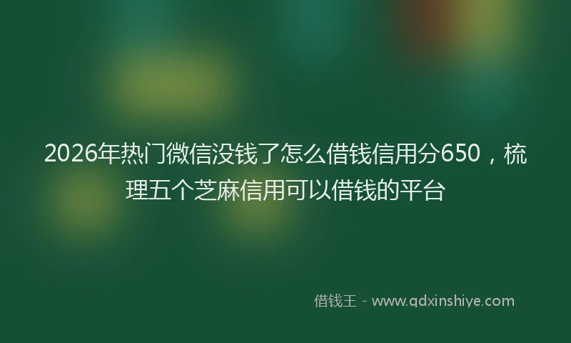 2026年热门微信没钱了怎么借钱信用分650，梳理五个芝麻信用可以借钱的平台