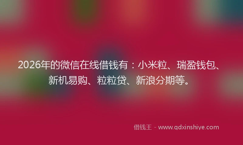 2026年的微信在线借钱有：小米粒、瑞盈钱包、新机易购、粒粒贷、新浪分期等。