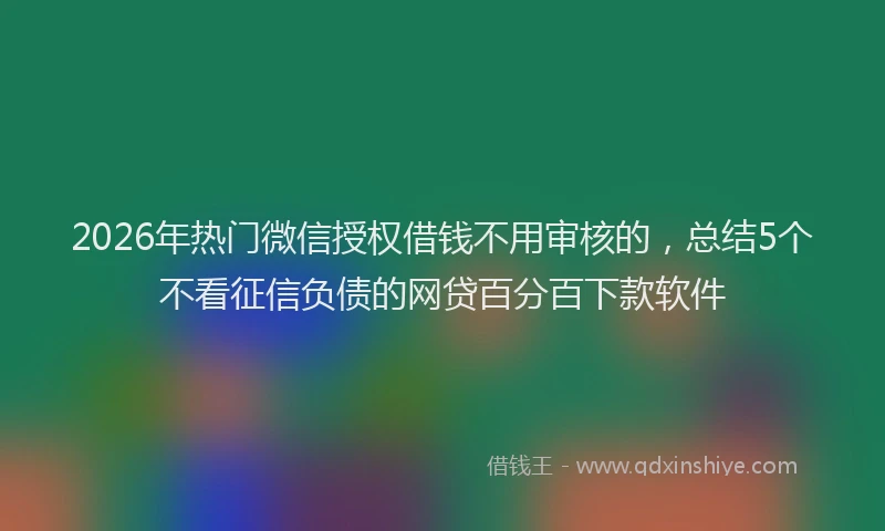 2026年热门微信授权借钱不用审核的，总结5个不看征信负债的网贷百分百下款软件