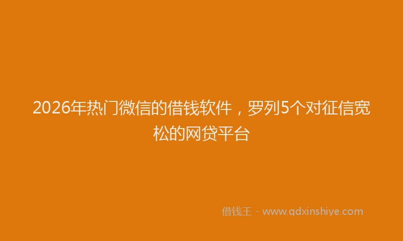 2026年热门微信的借钱软件，罗列5个对征信宽松的网贷平台