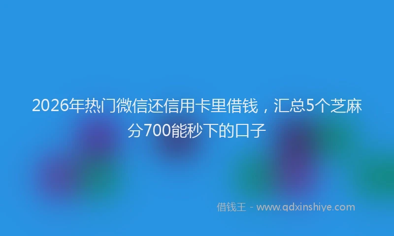 2026年热门微信还信用卡里借钱，汇总5个芝麻分700能秒下的口子