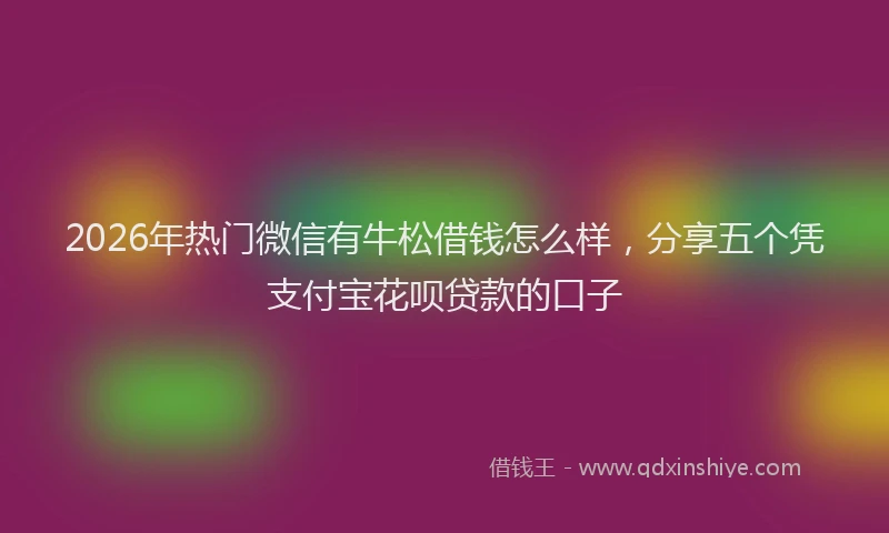 2026年热门微信有牛松借钱怎么样，分享五个凭支付宝花呗贷款的口子