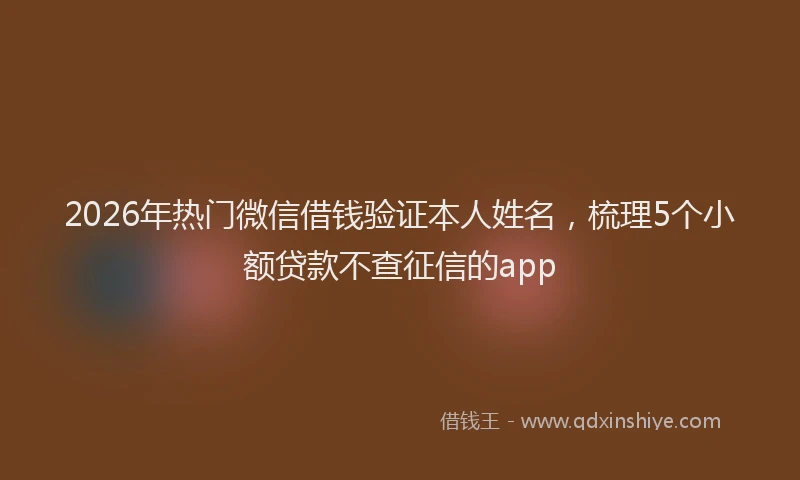 2026年热门微信借钱验证本人姓名,梳理5个小额贷款不查征信的app