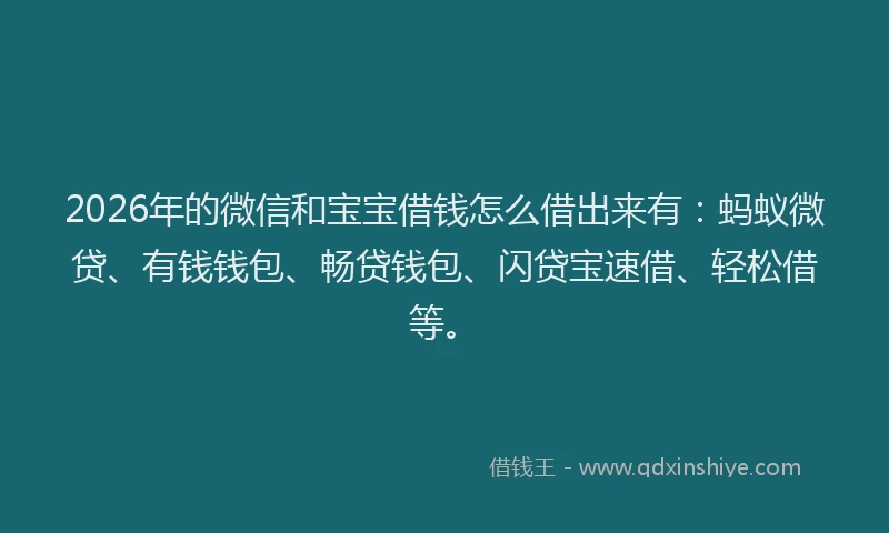 2026年的微信和宝宝借钱怎么借出来有：蚂蚁微贷、有钱钱包、畅贷钱包、闪贷宝速借、轻松借等。