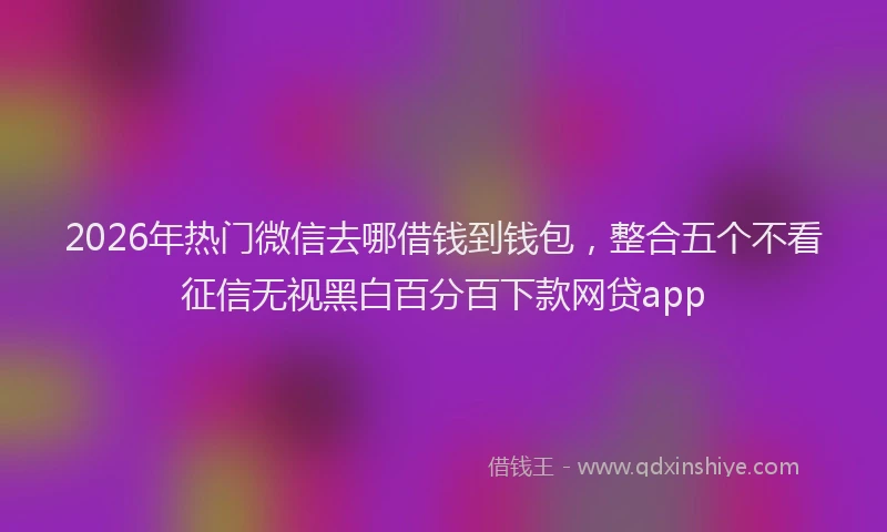 2026年热门微信去哪借钱到钱包，整合五个不看征信无视黑白百分百下款网贷app