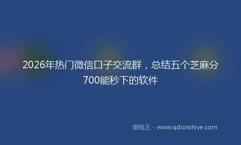 2026年热门微信口子交流群,总结五个芝麻分700能秒下的软件
