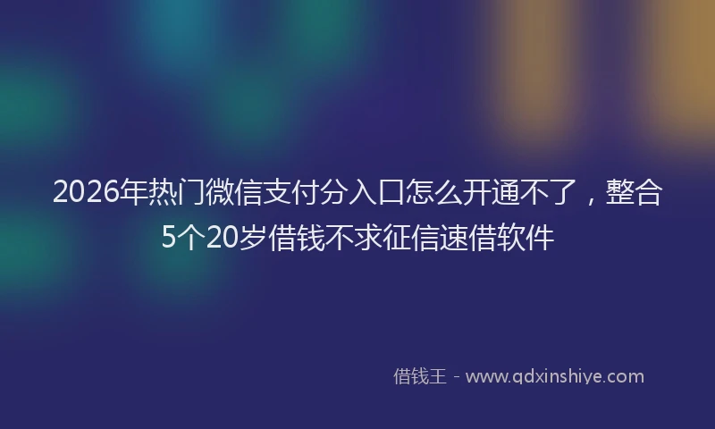 2026年热门微信支付分入口怎么开通不了，整合5个20岁借钱不求征信速借软件