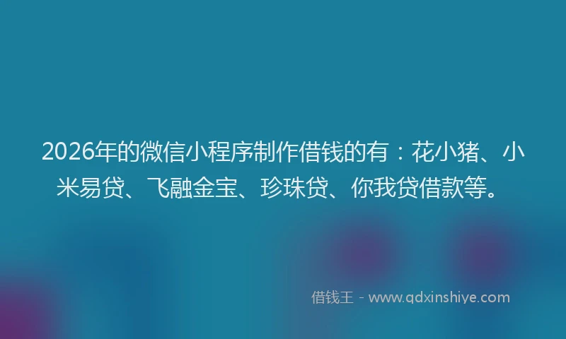 2026年的微信小程序制作借钱的有：花小猪、小米易贷、飞融金宝、珍珠贷、你我贷借款等。