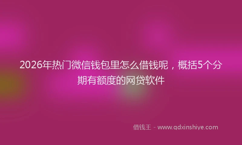 2026年热门微信钱包里怎么借钱呢，概括5个分期有额度的网贷软件