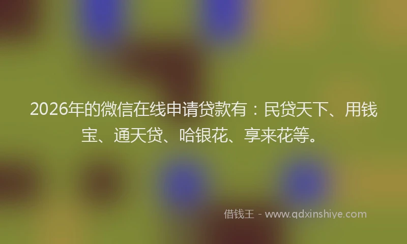 2026年的微信在线申请贷款有：民贷天下、用钱宝、通天贷、哈银花、享来花等。