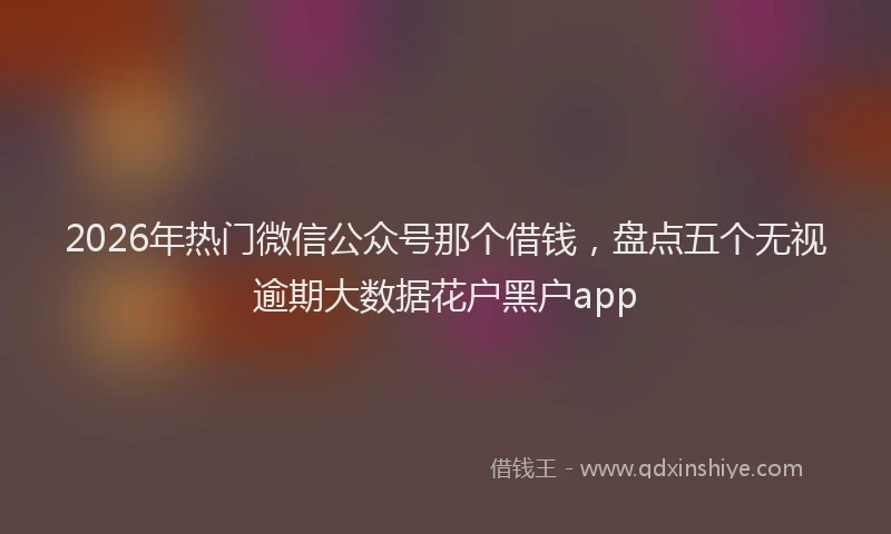 2026年热门微信公众号那个借钱，盘点五个无视逾期大数据花户黑户app