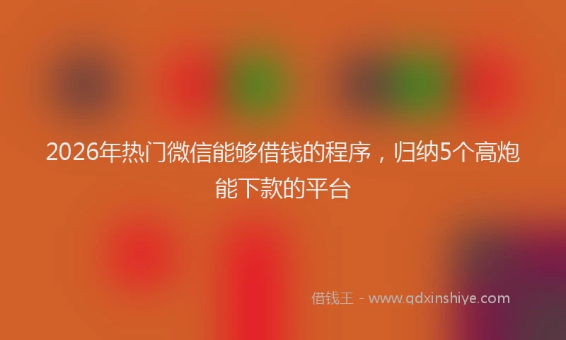 2026年热门微信能够借钱的程序，归纳5个高炮能下款的平台