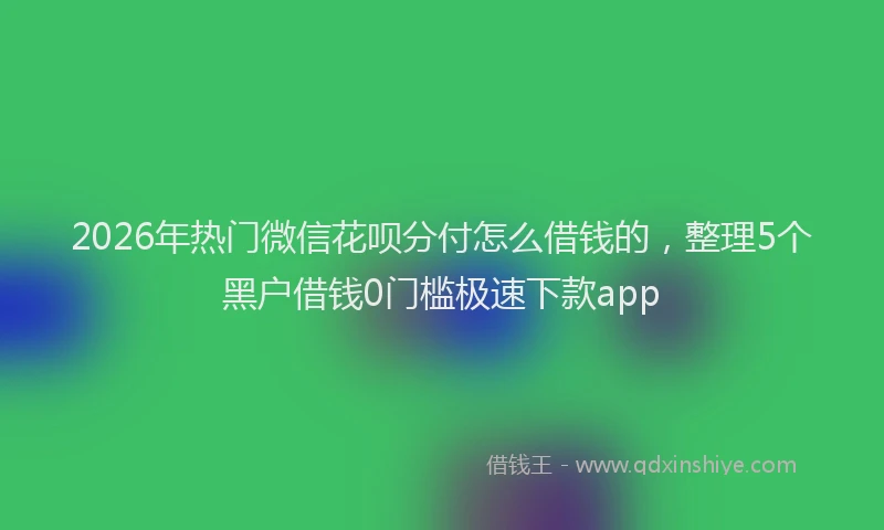 2026年热门微信花呗分付怎么借钱的，整理5个黑户借钱0门槛极速下款app