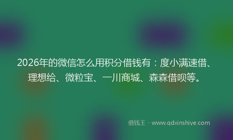 2026年的微信怎么用积分借钱有：度小满速借、理想给、微粒宝、一川商城、森森借呗等。
