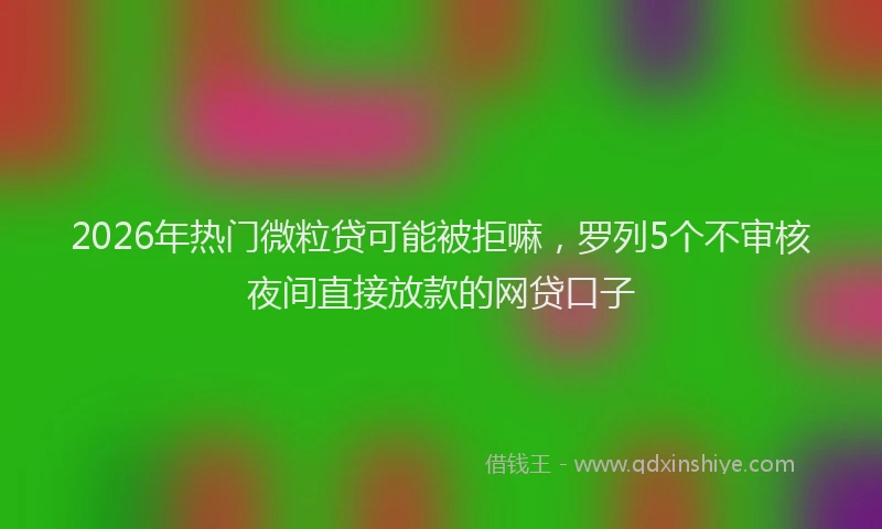 2026年热门微粒贷可能被拒嘛，罗列5个不审核夜间直接放款的网贷口子