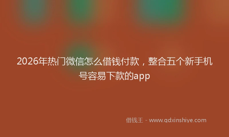 2026年热门微信怎么借钱付款，整合五个新手机号容易下款的app
