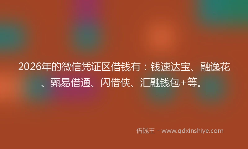 2026年的微信凭证区借钱有：钱速达宝、融逸花、甄易借通、闪借侠、汇融钱包+等。