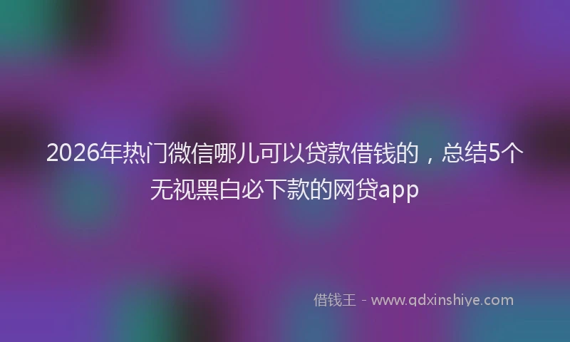 2026年热门微信哪儿可以贷款借钱的，总结5个无视黑白必下款的网贷app